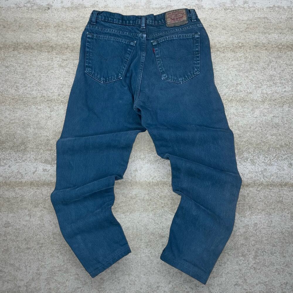 Vintage 80s Levis Jeans 32x30 Regular Fit Tapered Ankle Forest Green Wash